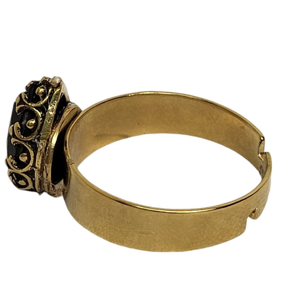 Gold  10K Genuine Smokey Quartz Filigree Ring - Picture 5 of 6